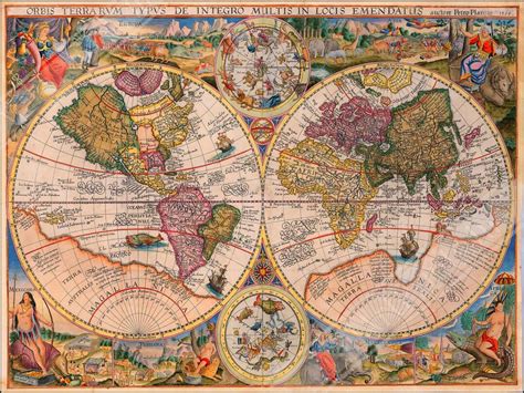 Vintage World Map Poster, Old World Map Print From 1594, Vintage Map ...