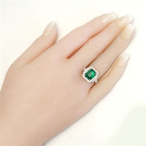 3.60 ct Emerald and Diamond Halo Ring | New York Jewelers Chicago