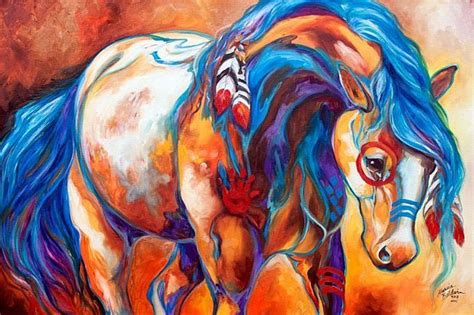 Indian Horse Art | Art: MIDNIGHT RIDE Indian War Horse by Artist Marcia ...