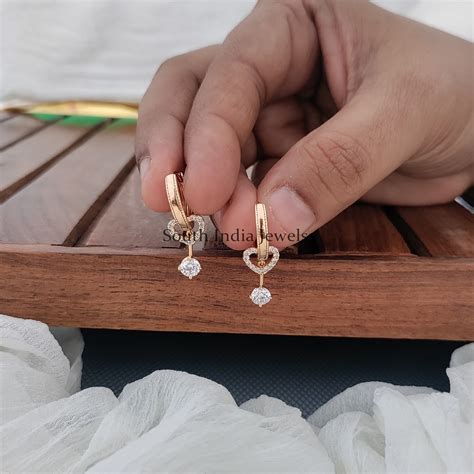 beautiful heart design dangling earrings south india jewels