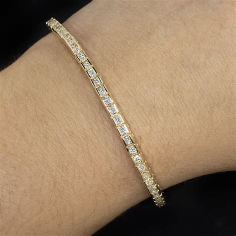 4 CARAT DIAMOND TENNIS BRACELET CHANNEL SET 14k YELLOW GOLD ROUND ...