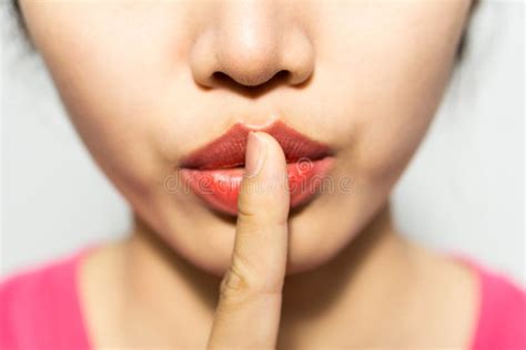 Closeup Picture of Woman Making a Hush Gesture Stock Photo - Image of ...