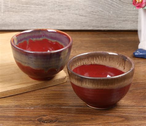 Buy Fiery Red Ceramic Bowl Set of 2 Online in India at Best Price - Modern Bowls - Tableware ...