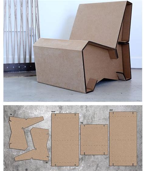 кресло из бумаги и картона схема | Cardboard furniture design ...