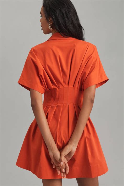 The Tobie Button-Front Pleated Shirt Dress by Exquise: Mini Edition in