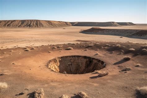 Premium AI Image | Eroded meteor impact crater over time created with ...