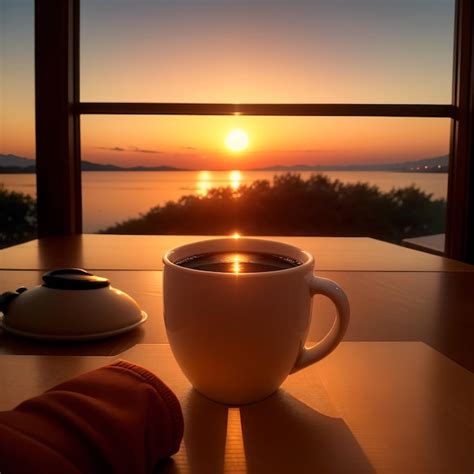 Premium AI Image | A cup of coffee in the morning with a view of the ...