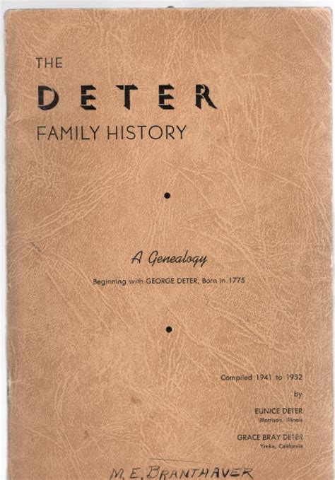 The Deter Family History A Genealogy Beginning with George Deter Born ...