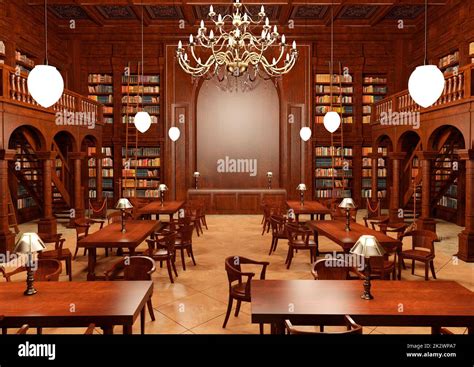 rendering library iterior stock photo alamy
