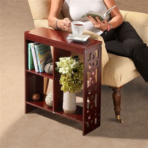 Narrow Space Saving Side End Sofa Table with Storage Book Shelf- Slim ...