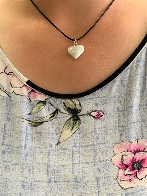 Beautiful Gift, White Stone Heart Necklace, Italian Marble Necklace