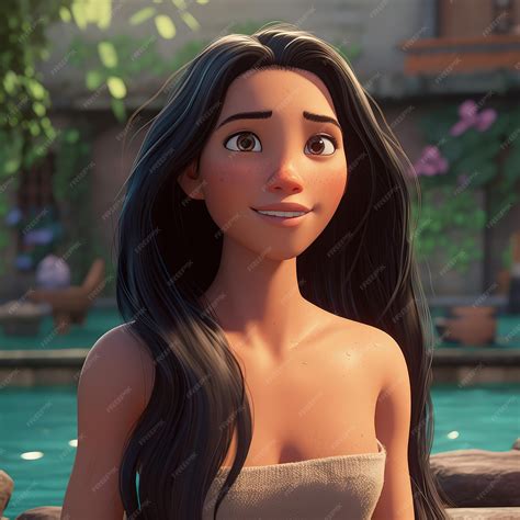 Hermosa chica personaje dibujos animados disney o pixar morena pelo