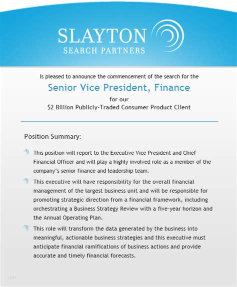 senior vice president finance