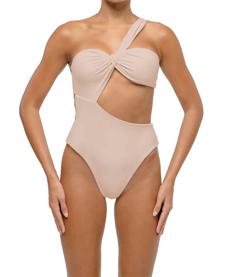 BSWS-S68 Asymmetrical Bandeau Side Cutout One Piece – Bali Swim
