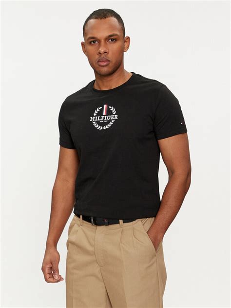 Tommy Hilfiger Футболка Global Stripe MW0MW34388 Чорний Regular Fit ...
