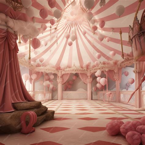 Premium AI Image | A large tent with a pink and white striped roof and