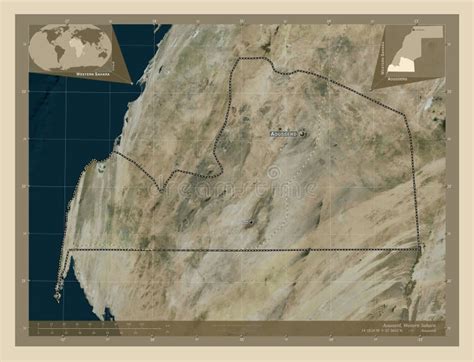 Aousserd, Western Sahara. High-res Satellite. Labelled Points of Stock