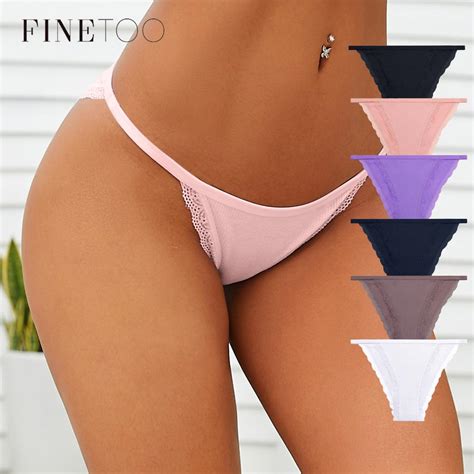 FINETOO женские хлопковые трусики 3 шт./компл. кружевные трусы S-XL ...