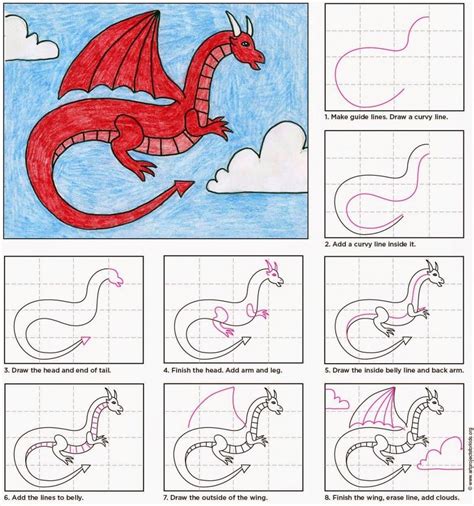 How to Draw a Dragon: Easy Step-by-Step Drawing Lesson for Kids | Easy ...
