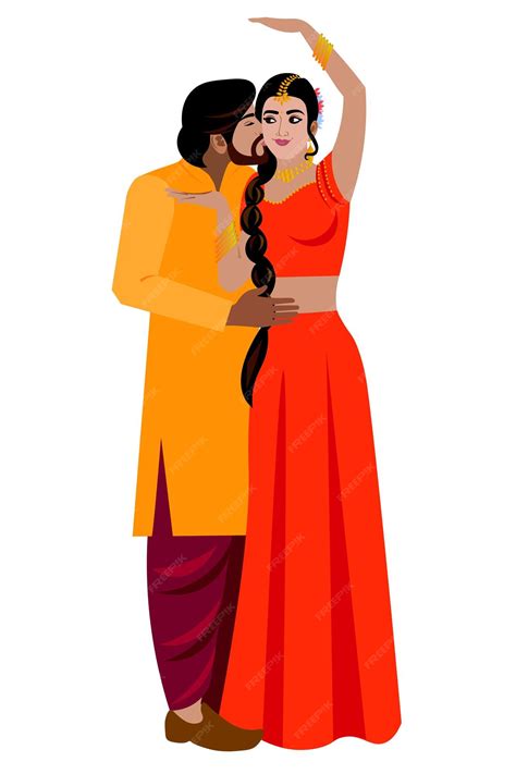 Premium Vector | Happy indian couple love