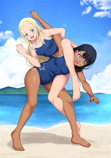 Rule 34 - abdominal stretch beach catfight dark-skinned female dark ...