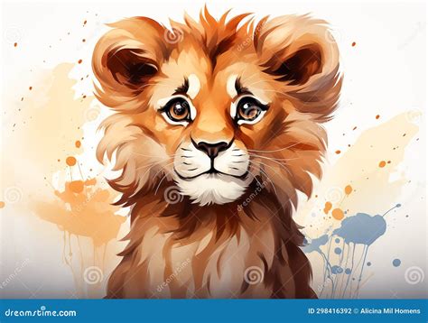Funny Invitation Card with Watercolor Lion, for Children S Parties or ...