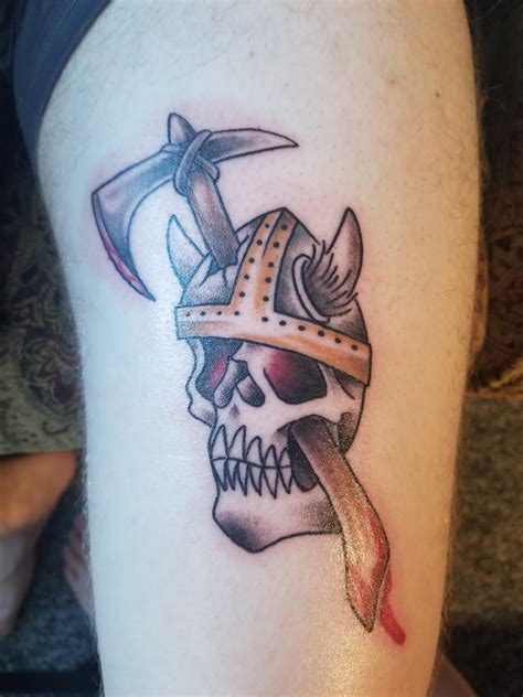 Viking Skull by Dan Holtan @ Iron and Oak Tattoos in Winona, MN : r/tattoos