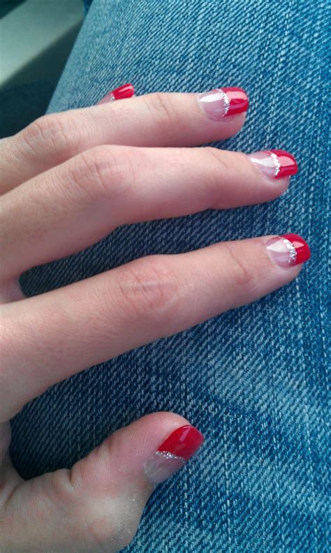 Red French Manicure | Red french manicure, Homecoming nails, Red nail