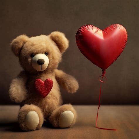 Premium AI Image | A teddy bear with a heart balloon next to it