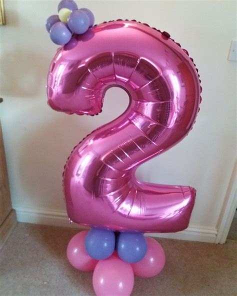 Large pink number 2 balloon with flower detail | Balloons, Get well balloons, Party balloons