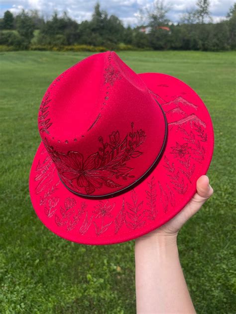 Red Floral Fedora Hat-fedora Wedding Gift Holiday Wear Fashion - Etsy