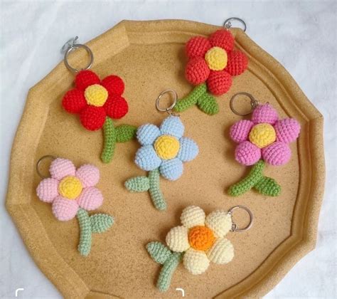 Flower Keychain Crochet Pattern