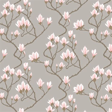 Magnolia by Cole & Son - Pink / Metallic Silver - Wallpaper : Wallpaper ...