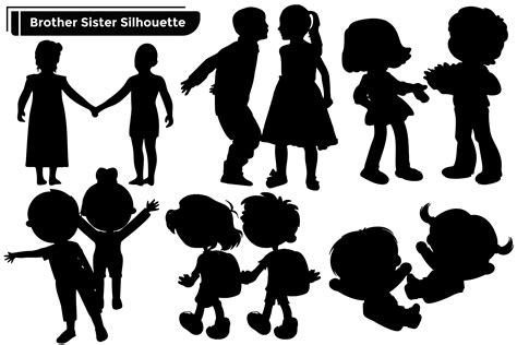 Brother and Sister Silhouettes Vector Gráfico por vectbait · Creative