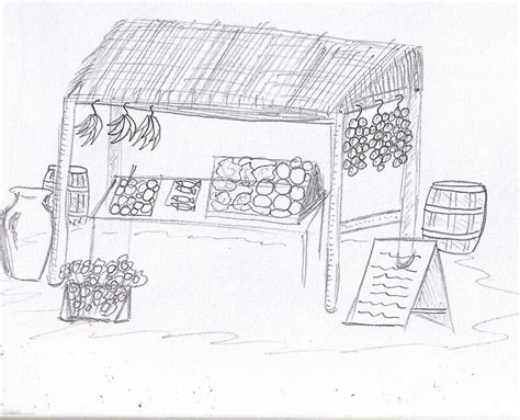 "Market Stall Sketch" by Paul Hill | Redbubble