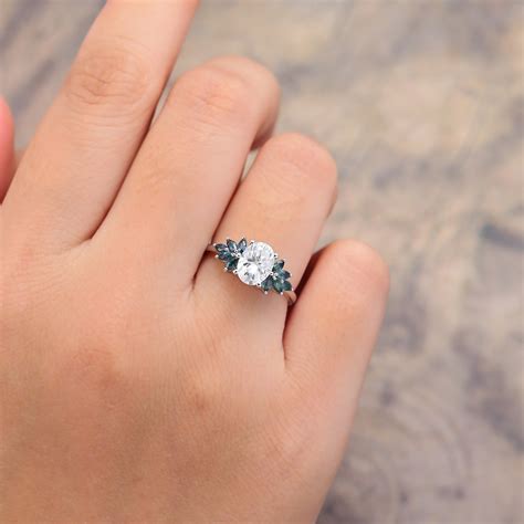 1CT Moissanite Engagement Ring Set Rose Gold Floral Wedding Ring Set