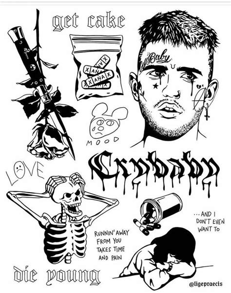 lil peep tattoo’s | Lil peep tattoos, Tattoo flash art, Tattoo sketches