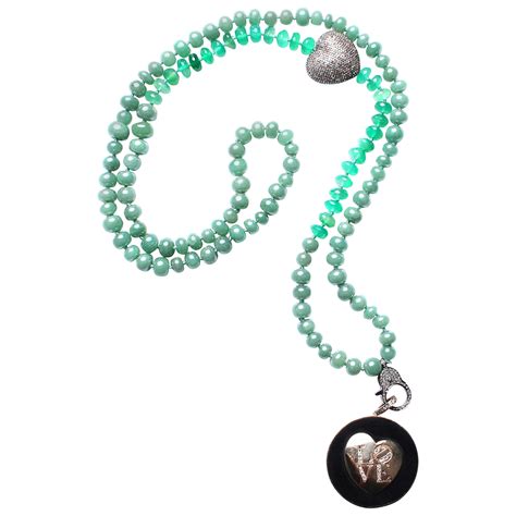 Clarissa Bronfman Ebony, Diamond, 14k gold, Green Onyx, Jade 'Love
