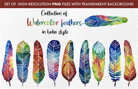 Feather Watercolor Clipart, Feather Set, Home Decor, Digital Feathes ...