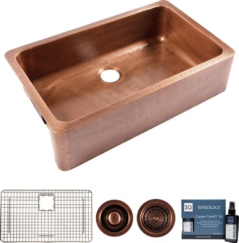 Sinkology Adams Copper 36" Single Bowl Farmhouse Apron Front Undermount