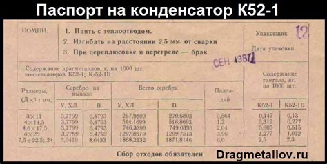 К52-1 Содержание драгметаллов и цена на лом