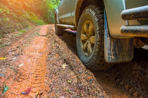 Premium Photo | Car stuck in the mud.