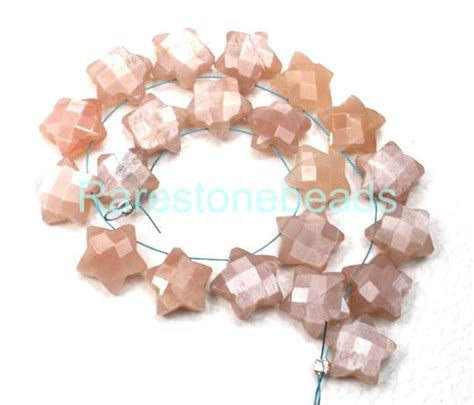 pieces natural peach moon stone drilled gemstone natural etsy