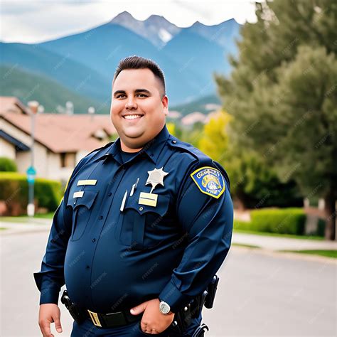 Premium AI Image | Fat Police Officer with Dark Navy Blue Uniform