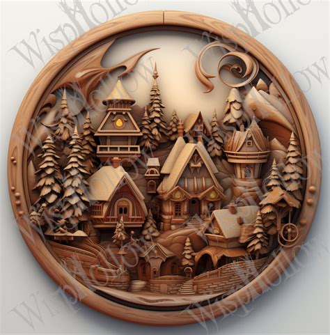 Christmas Village Christmas Ornament Laser Engraving Design Glowforge ...
