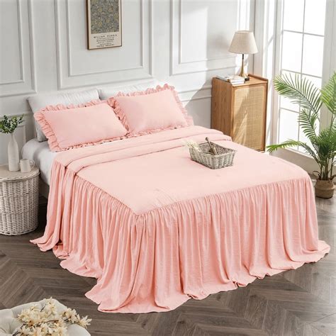 Bedding Bedspread Set Bed King - 3 Pieces Farmhouse Bedspread Skirt ...