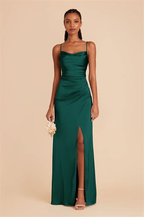 Lydia Matte Satin Dress - Emerald in 2024 | Emerald bridesmaid dresses