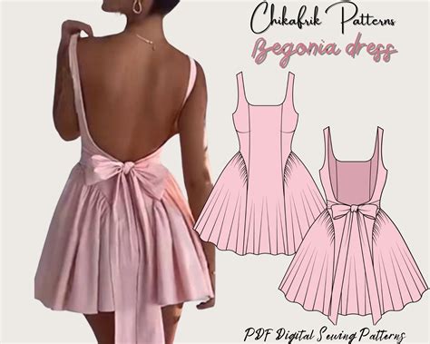 Begonia Backless Dress Sewing Pattern: Fairy Skater Silhouette (PDF