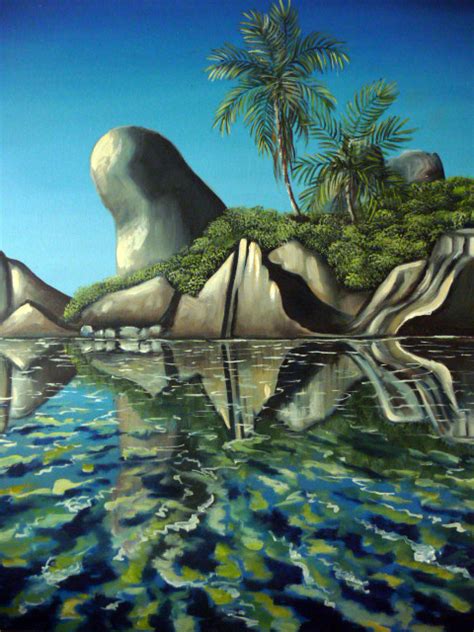 Seychelles Scene Oil Painting By Emese Simon | absolutearts.com
