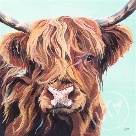 original  paintings laurens cows highland  art  artwork